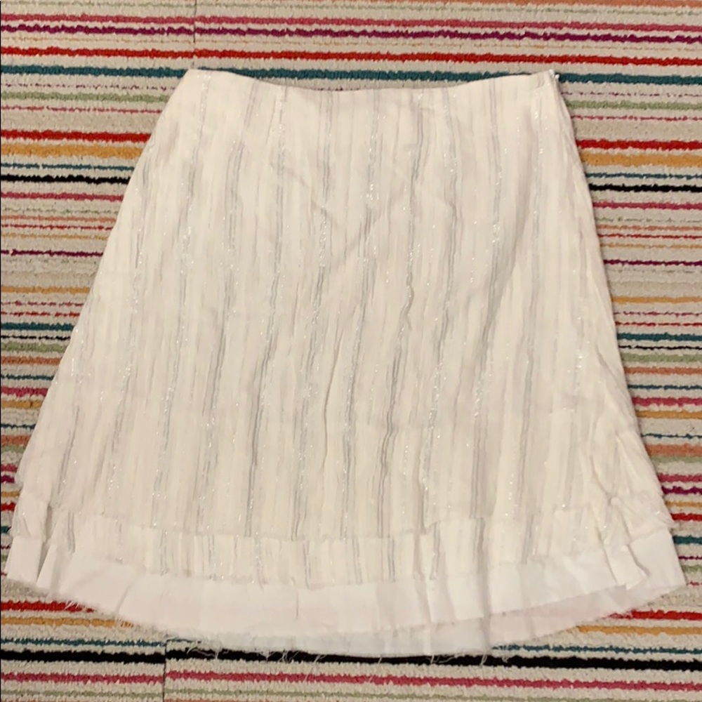 White and silver striped gauzy skirt
